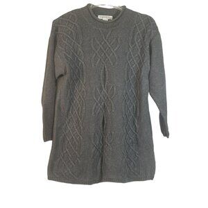 Silhouettes Womens 1X Gray Cable Knit Sweater Tunic